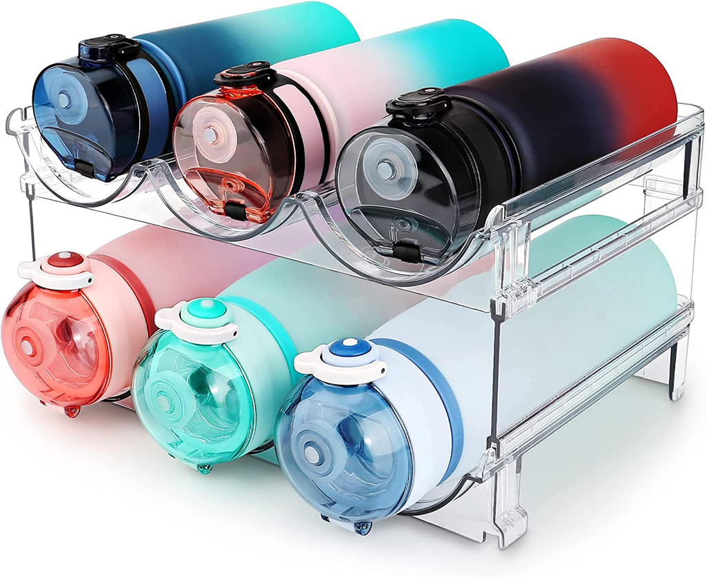 Stackable Water Bottle Organizer for Kitchen Cabinets & Refrigerators