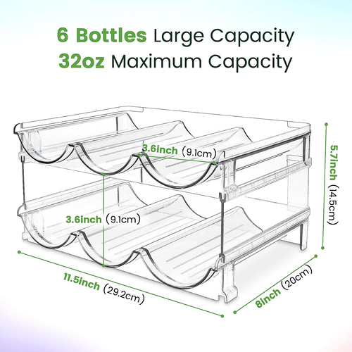 Stackable Water Bottle Organizer for Kitchen Cabinets & Refrigerators