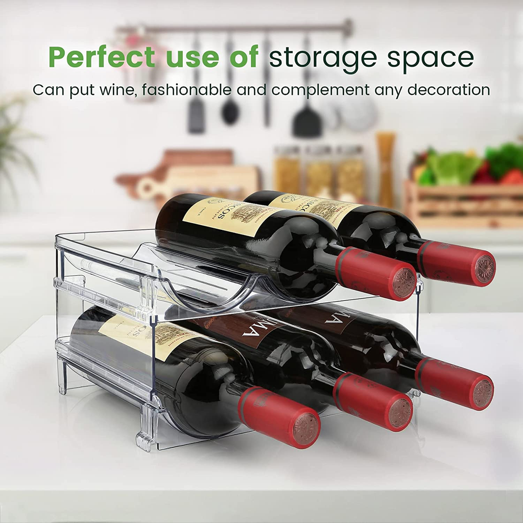 Stackable Water Bottle Organizer for Kitchen Cabinets & Refrigerators